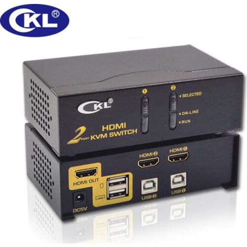 HDMI KVM Switch 2 Port Support Auto Scan Hotkey and Mouse switch for Computers Servers Laptop DVR NVR 1080P 3D CKL-92H