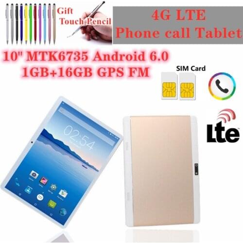 10.1 Inch Tablet pc MTK6735 4G Lte Quad core Tablet PC Android 6.0 16GB ROM 1GB RAM phone callWiFi+ Gold color