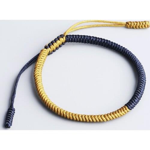 Handmade Tibetan Buddhist Blessed Good Luck Knots Rope Bracelets Men Size Adjustable Buddhism Braided Bangle For Women