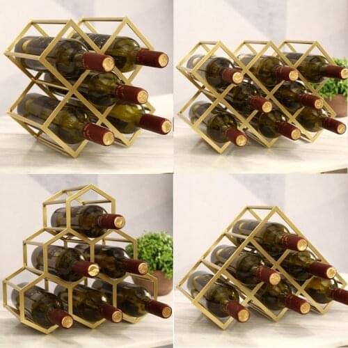 Simple Diamond Wine Rack Display Retro Design Wine Cabinet Metal Lattice Customized Red Wine Rack Creative Wine Cabinet