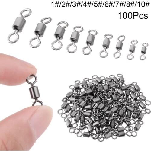 100pcs/lot Fishing Swivels Bearing Solid Rings Rolling Fishing Connector Fishing Tackle Accessories