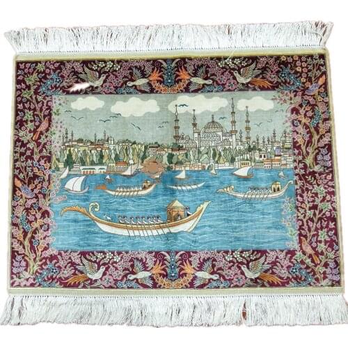 Seeykeep™ 2.25x1.7ft 400Lines Collectables Rectangle Pure Silk Handknotted Scenic Beauty Design Rug-SK3036187