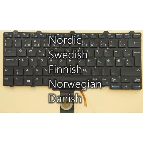 Nordic Norwegian Danish Swedish Finnish Keyboard for For DELL Latitude 5250 E5250 E5270 7250 E7250 0H12XY 0WVFRG Backlit