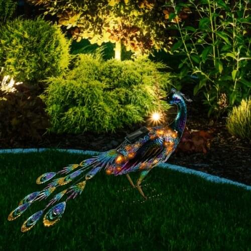 Solar Peacock Lamp With Iron Art Solar Hollow Peacock Lawn Luz Solar Led Para Exterior