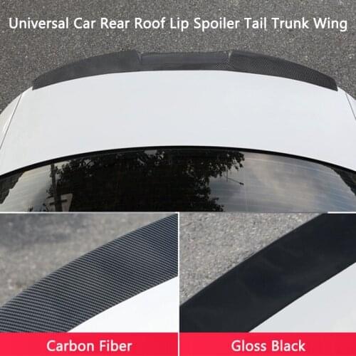 Universal 120cm TPU Gloss Black Carbon Fiber Car Rear Trunk Spoiler Wing Protecter Auto Rear Trunk Lip Decoration Exterior Parts
