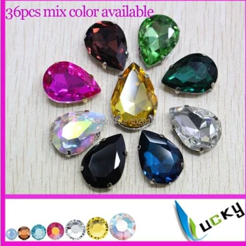 Top quality 48pcs/lot 18x25mm Pear Shape Crystal Fancy Stone With thickest Claw Setting point back Sew On Rhinestones
