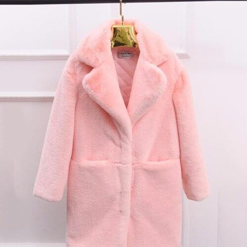 High Quality Imitation Milk Plush Overcoat Female Plus size Winter Thick Warm Rex Rabbit Fur coat Women Long High faux Fur Coat