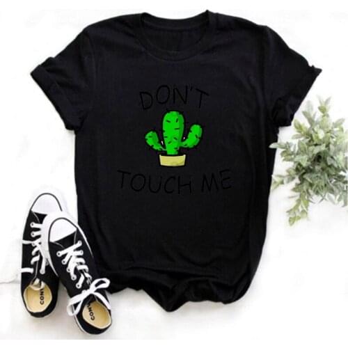LINNA Summer Fashion T-shirt Ladies T-shirt Cactus Plant Printed Short Sleeve Top Casual O Neck Top