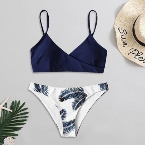 2021 Women Micro Bikini Set Push Up Swimwear Leaf Print Beach Bathing Suit Brazilian Thong Swimsuit For Girls Bikini Femme #T3G