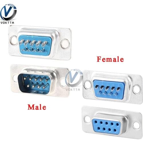 10PCS RS232 DB9 Connector Serial VGA 9 Pin Female 2 Rows Solder Type Plug D-SUB Male Plug Socket Connector