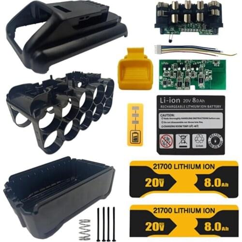 10X21700 DCB200 Li-Ion Battery Plastic Case PCB Charging Protection Circuit Board for Dewalt 18V 20V with 8.0Ah Sticker