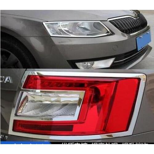 2pcs abs chrome front headlight head light cover trim for Skoda Octavia A7 2014 2015 2016
