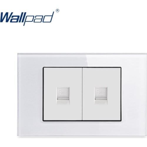 2 TEL Socket Wallpad Luxury Tempered Glass Panel Electric Wall Socket Weak Electricity Outlets For Home