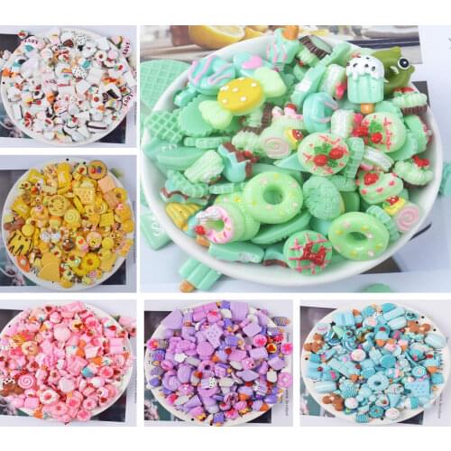 20pcs/lot Mix Kawaii Food, Cute Biscuits, Resin Flatback Cabochons for Phone Deco, Scrapbooking, DIY