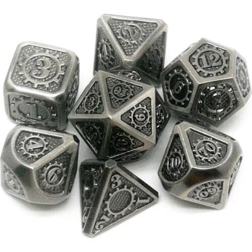 2021 Top New Metal Dice 7pcs/set RPG Dice Board Game Magic Props D4 D6 D8 D10 D12 D20