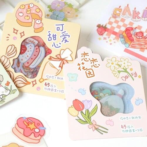 45pcs/pack Cute Flower Ribbon Decorative Stationery Stickers kawaii dog Scrapbooking DIY Diary Album Stick Lable