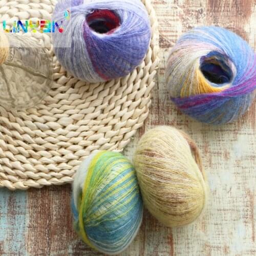50g 22% mohair yarn 50% wool 28% chinlon Space dye mohair Yarn for Knitting Thread to knit Hand Knitting Wool yarn crochet t49