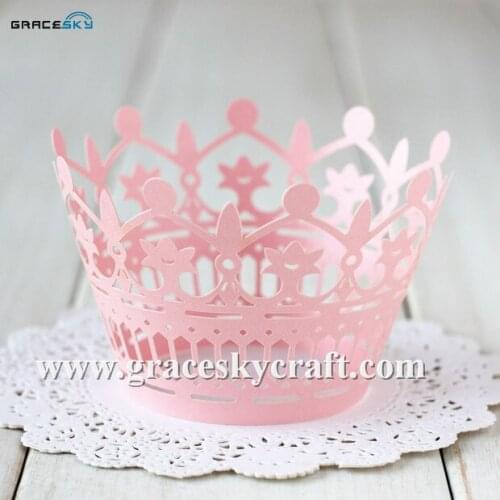 60pcs free shipping Laser Cut pearly Crown Wedding Cupcakes Wrappers Baking Cakes Wrappers Birthday Party Cake decoration