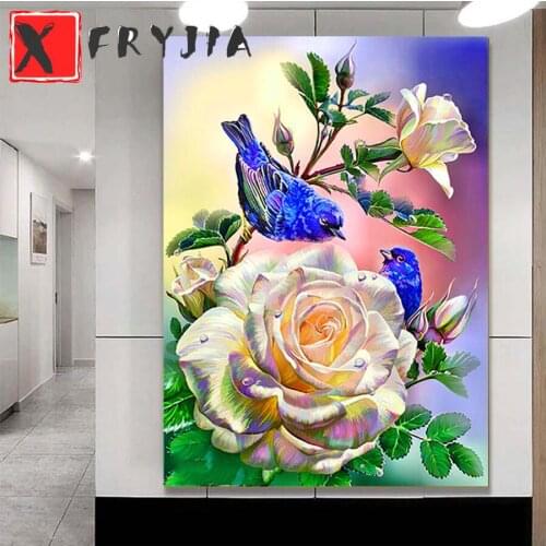 Diamond embroidery Blue bird and roses full square drill diy Rhinestone painting cross stitch diamond painting mosaic home art
