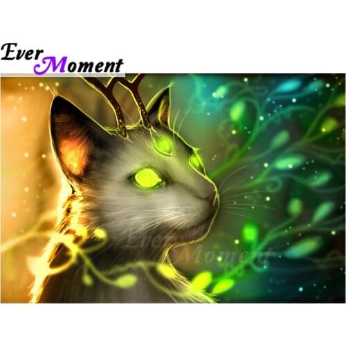 Ever Moment Diamond Painting Full Square Drill Mosaic Cross Stitch Picture Of Rhinestone Diamond Embroidery Cat 5D DIY ASF1395