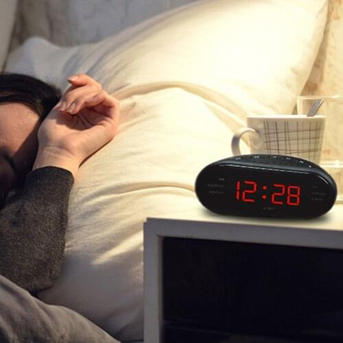 AM/FM LED Clock Electronic Desktop Alarm Clock Digital Table Radio Gift Home Office Supplies Snooze Function Alarm Clock