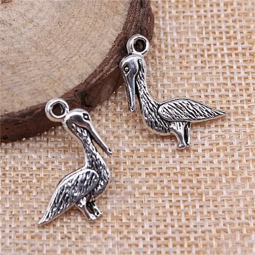 Free shipping 40pcs 23x19mm antique silver Pelican charms diy retro jewelry fit Earring keychain hair card pendant accessories