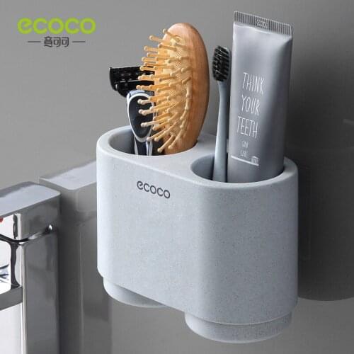 Ecoco Toothbrush Holder with Magnetic Cups,Toothbrush Storage Punch-free Installation, Mouthwash Cup Storage, Bathroom Storage