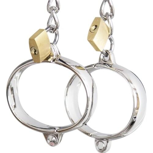 DOMI Sex Products Ankle Cuffs for Couples Bdsm Bondage Stainless Steel Handcuffs with Lock