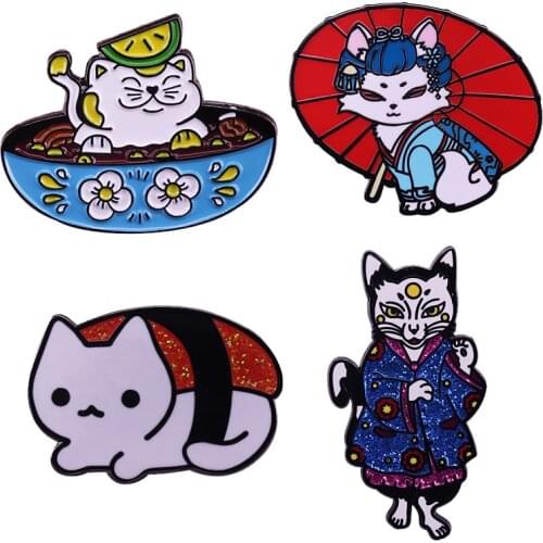 Cats Enamel Pin cat mom gift Japanese Culture Weird Collection kitty/animal/meow