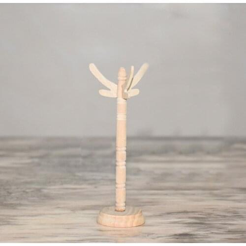 G05-X5105 children baby gift Toy 1:12 Dollhouse mini Furniture Miniature wooden plain clothes Coat rack 1pcs