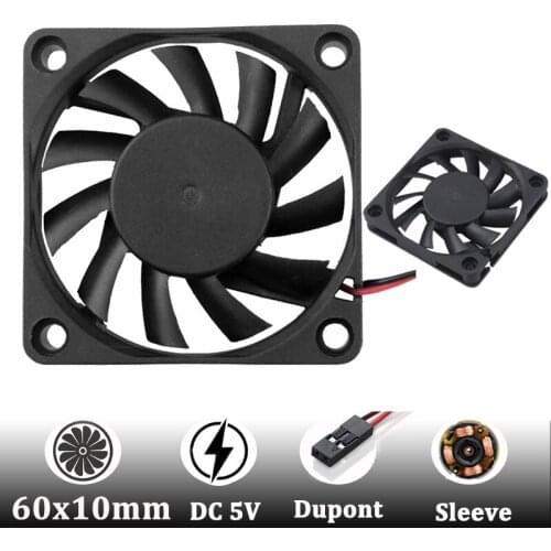 Gdstime 100 Pcs Dupont 2Pin 6cm DC 5V 6010 PC Computer Case Cooler 60mm x 10mm CPU Cooling Fan 60x60x10mm