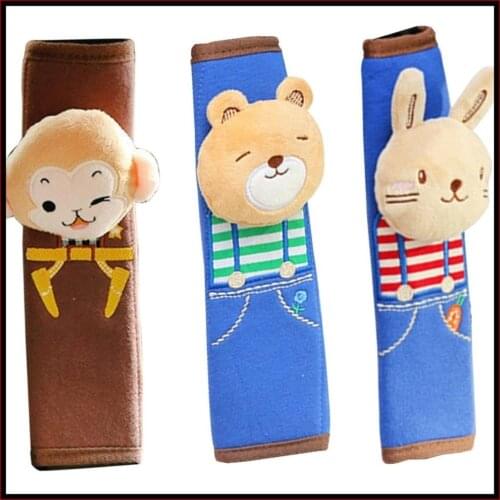 Cotton Flannel Soft Cartoon Cute Child Safety Belt Shoulder Car With Cute Animal Cartoon Safety Belt Sheathed Baby Pillow
