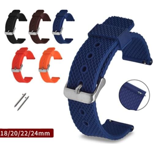 HQ Watch Strap Rubber Watch Band Watch Accessories Sports Watchband 18mm 20mm 22mm 24mm For Ome Huawei GT 007 Watch DIY Replace