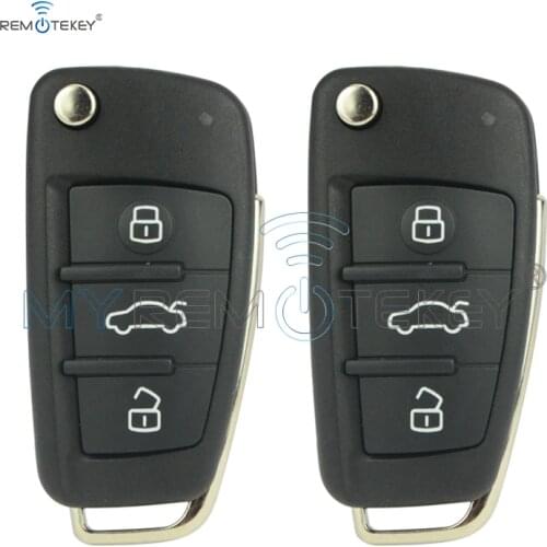 Remtekey 2pcs Folding 8P0 837 220 D for Audi A3 TT 2006 - 2013 434 mhz ID48 HU66 3 button car remote key