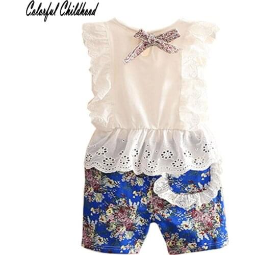 2Pcs Set Sleveless Top+Short Toddler baby Girl Outfits Big Girls Outfit Clothes For Kids summer Clothing kleding meisjes 3-7t