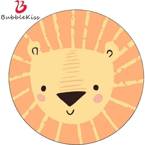Bubble Kiss Cartoon Round Rug And Carpets For Living Room Home Lion Pattern Floor Mats Cute Kids Bedroom Bedside Anti Slip Pad