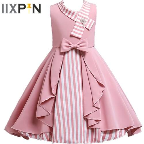 Summer Girls Dress Striped Kids Child Princess Dress Girl Elegant Birthday Party Dresses Childrens Dance Costume Girl Clothes