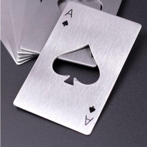 Bar Poker Playing Card of Spades Tools Mini Stainless Steel Wallet Credit Card Bottle Opener LX6229