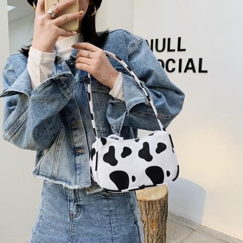 Fashion Exquisite Shopping Bag Portable Women Leather Shoulder Bag Cow Print PU Handbags Lady Shopping Purse