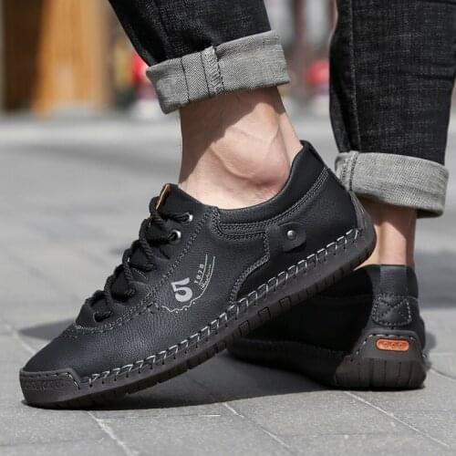 Mens Casual Shoes lace up handmade sewing Breathable Leather Shoes Mens Classic Men Handmade Men shoes Footwear Mocassins