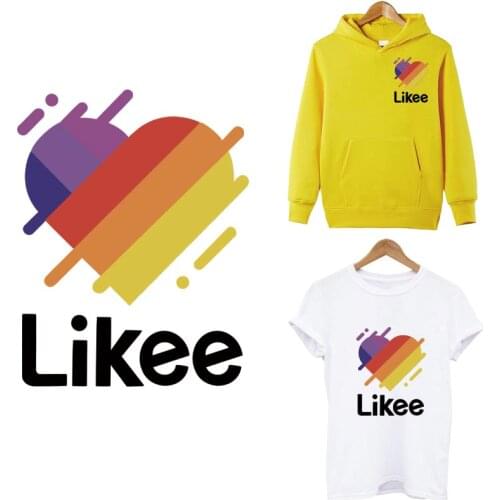 Patches For Clothes Likee App Heart Patch Iron-on Transfer For Women T-shirt Hoodies Thermal Sticker Heat Transfers Appliqued