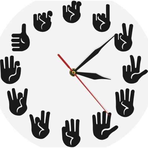 American Sign Language Wall Clock Unique Handmade ASL Clock Wall Decor Gift For Teacher Classroom Teaching Aid For Telling Time