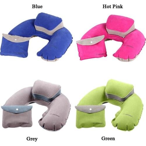 New Portable Air Pillow Inflatable U-Shape Neck Blow Up Cushion PVC Flocking Folding Travel Office Plane Pillow