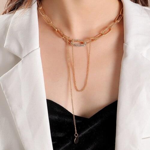 New Arrival Metal Geometric Necklaces Womens Punk Alloy Wafer Set Auger Neck Chain Cold Wind Pendant Necklaces Jewelry for Girls