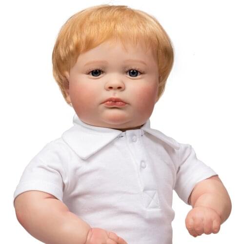 NPK 60CM Joseph Awake Reborn Cute Fat Baby Boy Doll Top Quliaty Hand-made Doll with 3D Look Visible Veins Collectile art doll