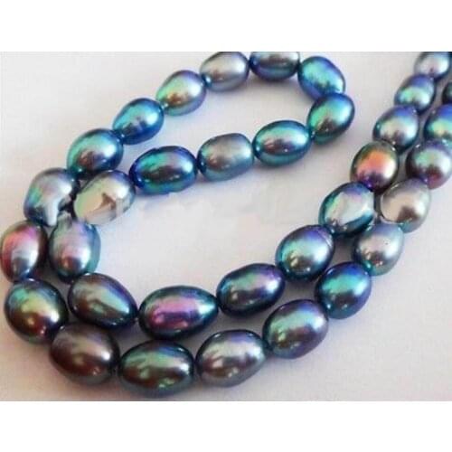 Wholesale free shipping 18"NATURAL TAHITIAN GENUINE BLACK PEACOCK GREEN REDISH PEARL NECKLACE