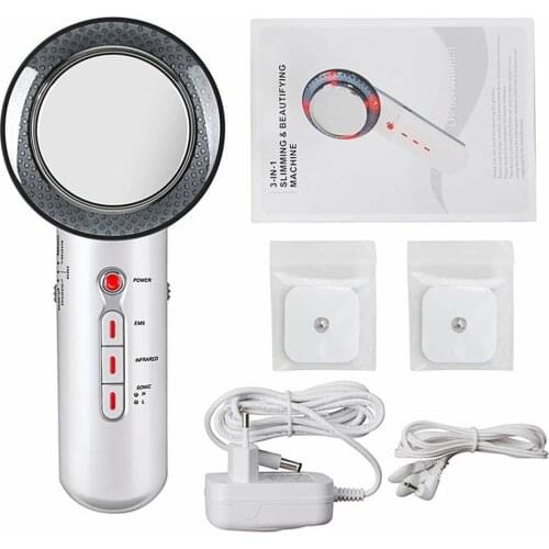 Face Lift 3 In 1 Ems Infrared Ultrasonic Body Massage Device Ultrasound Slimming Fat Burner Cavitation Face Cosmetic Device