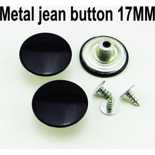 50PCS 17MM metal black JEAN button design Decorative trousers brand round word buttons clothes accessory MJB-302