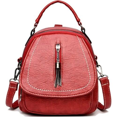 3 In 1 Laides Small Backpack Fashion Tassel Shoulder Bags for Women High Quality Pu Leather Backpacks for School Teenagers Girls
