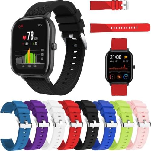 20mm Silicone Watchband for Xiaomi Huami Amazfit GTS/GTR 42mm/Bip Lite Smart Watch Band Bracelet Sport Replacement Wristband